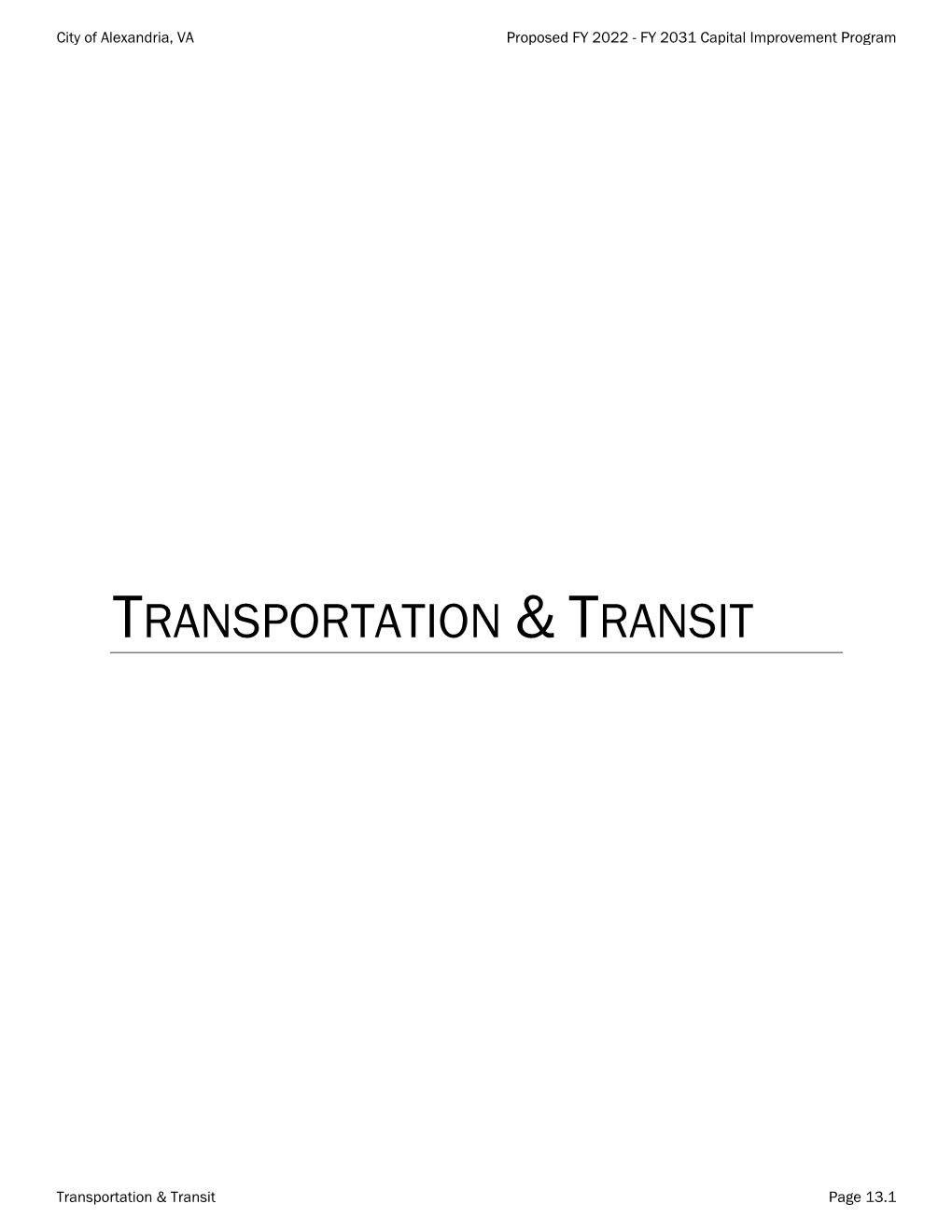 FY 2022 Transportation and Transit Summary