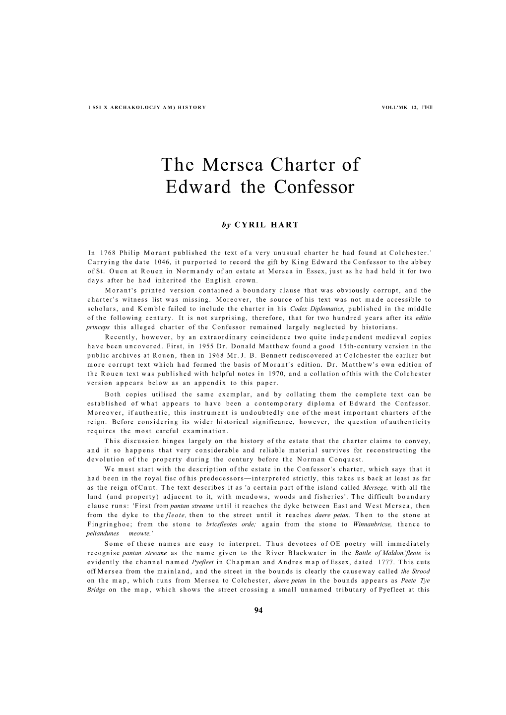 The Mersea Charter of Edward the Confessor