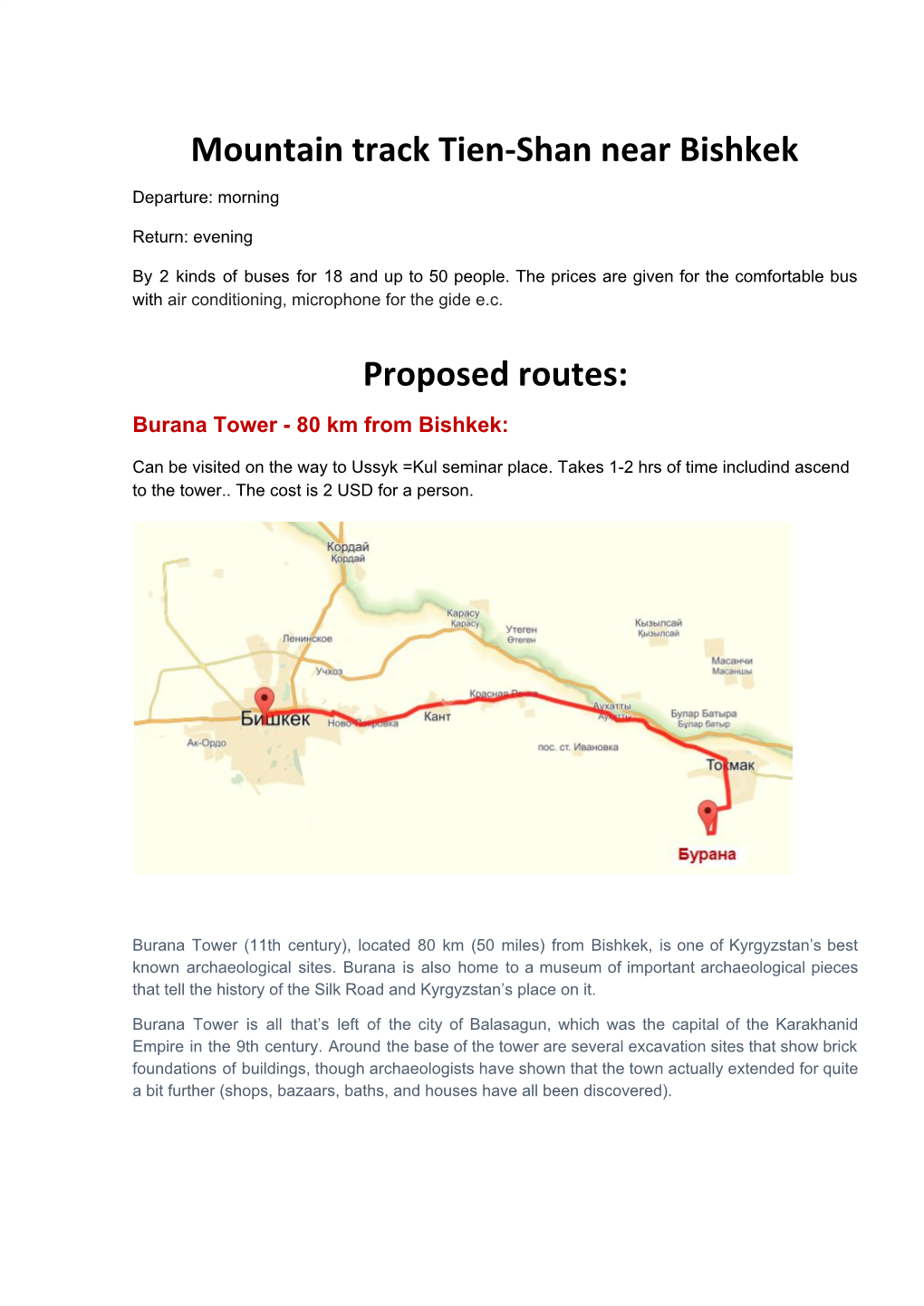 Mountain Track Tien-Shan Near Bishkek Proposed Routes