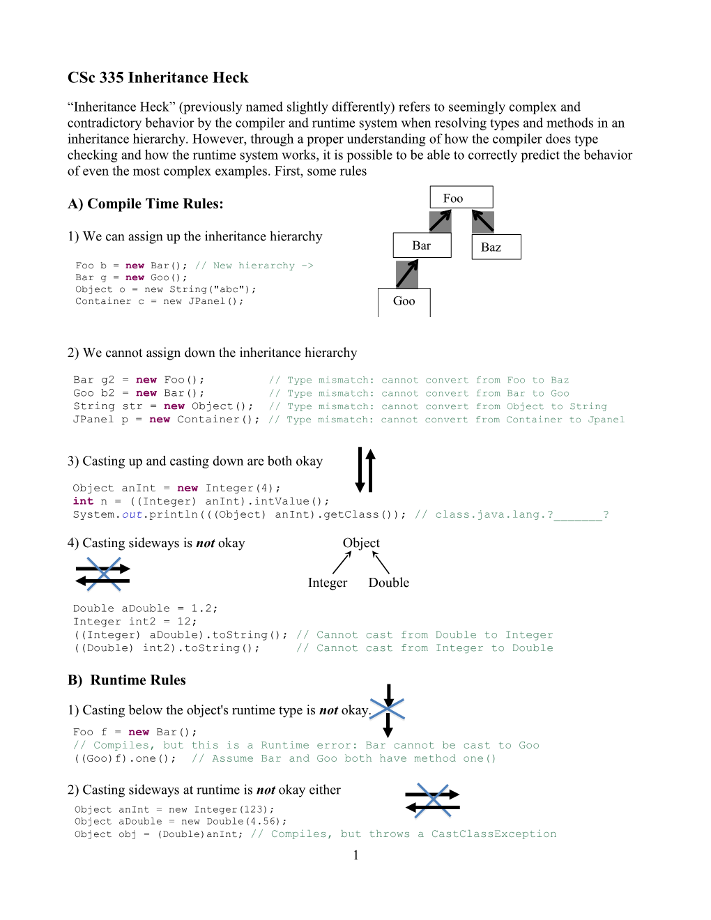 Given the Inheritance Hierarchy to the Left, Write the Output Generated by Each of The