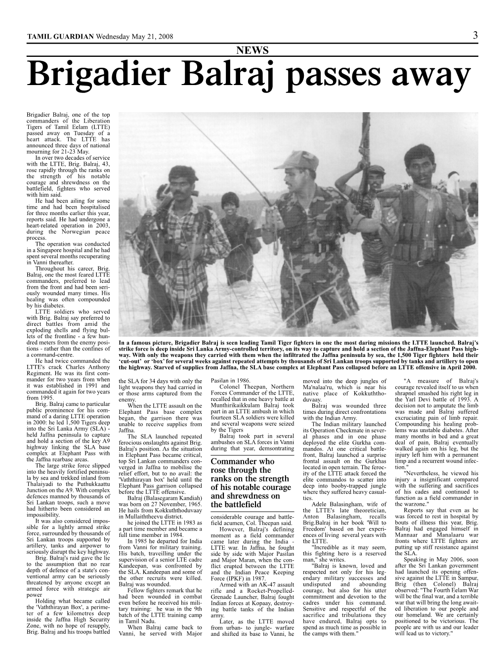 Brigadier Balraj Passes Away