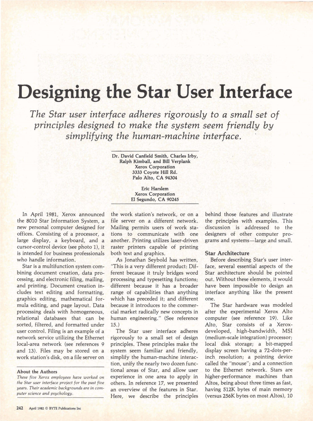 Designing the Star User Interface