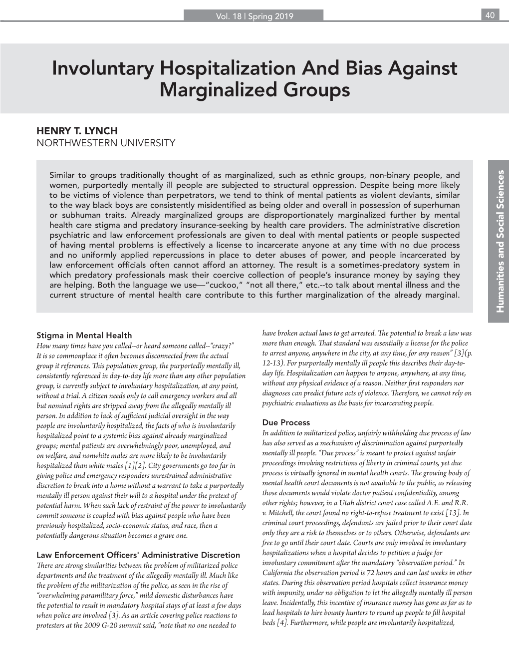 Involuntary Hospitalization and Bias Against Marginalized Groups