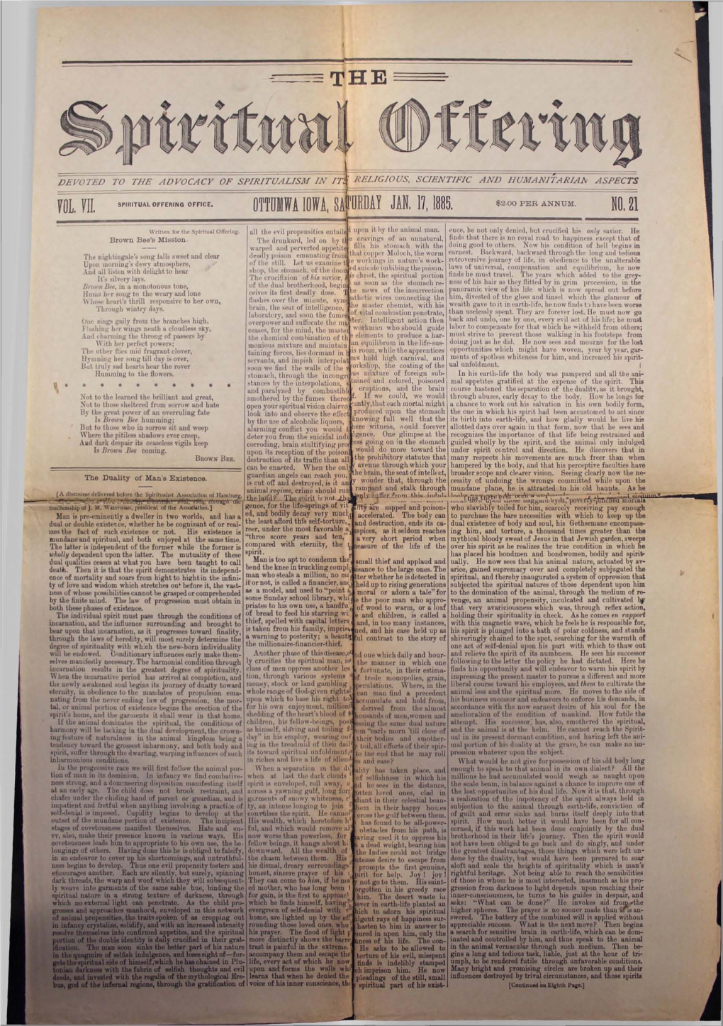 The Spiritual Offering V7 N21 Jan 17 1885