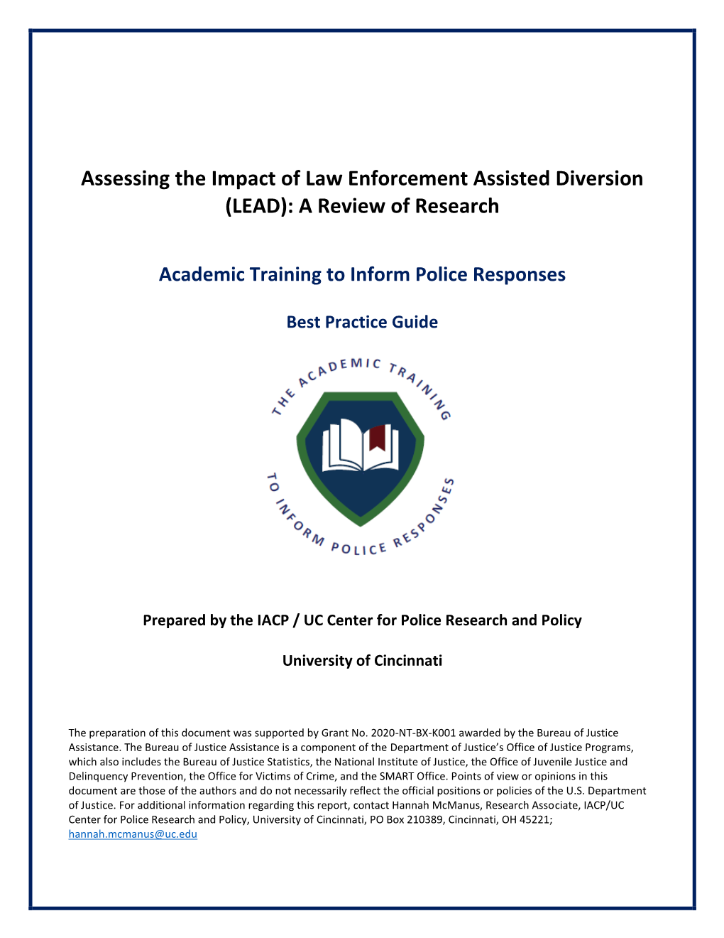 Law Enforcement Assisted Diversion (LEAD): a Review of Research