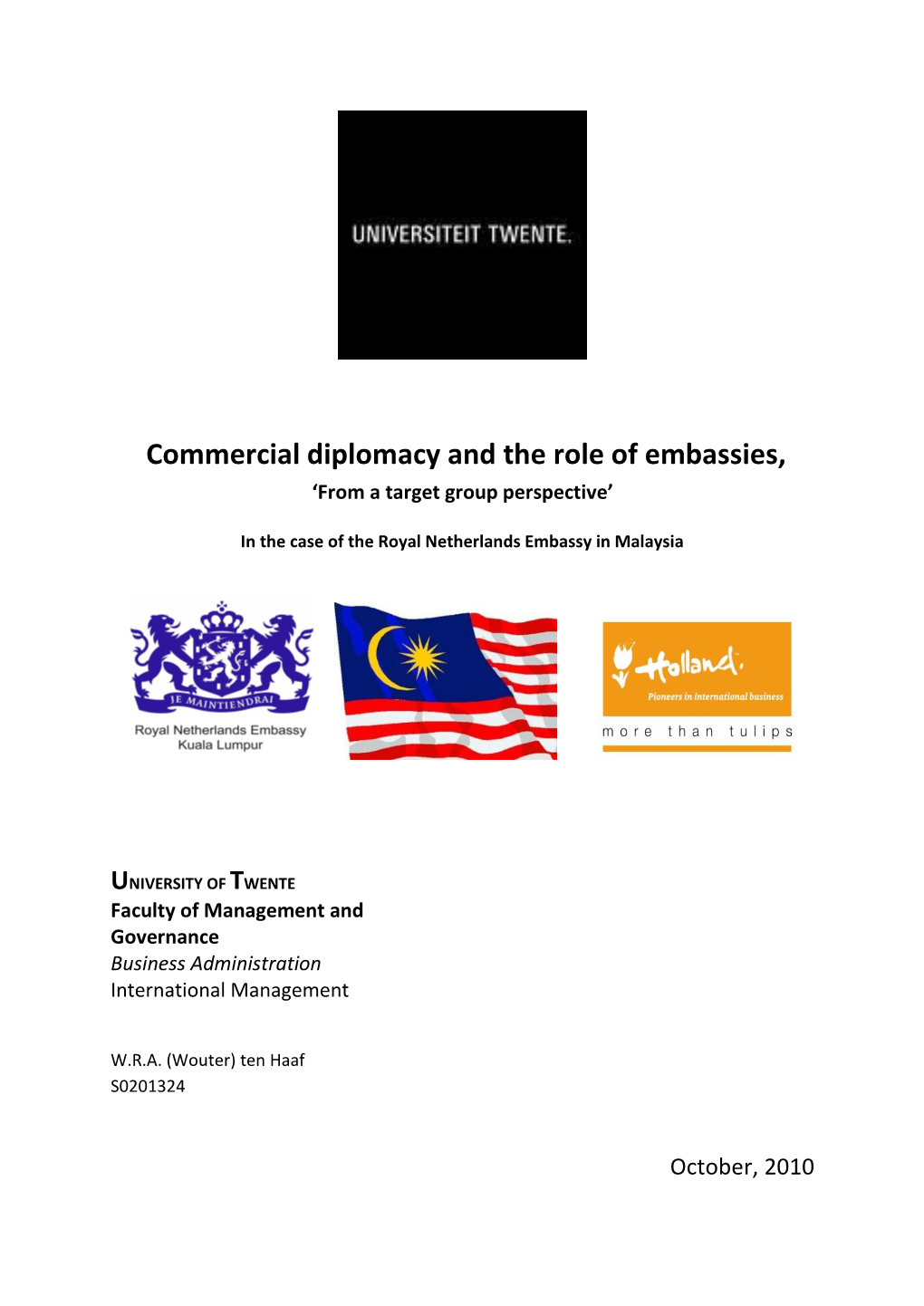 Commercial Diplomacy and the Role of Embassies, ‘From a Target Group Perspective’
