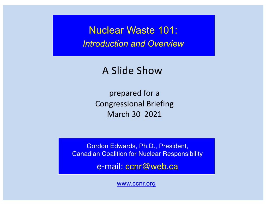 Slides for Nuclear Waste