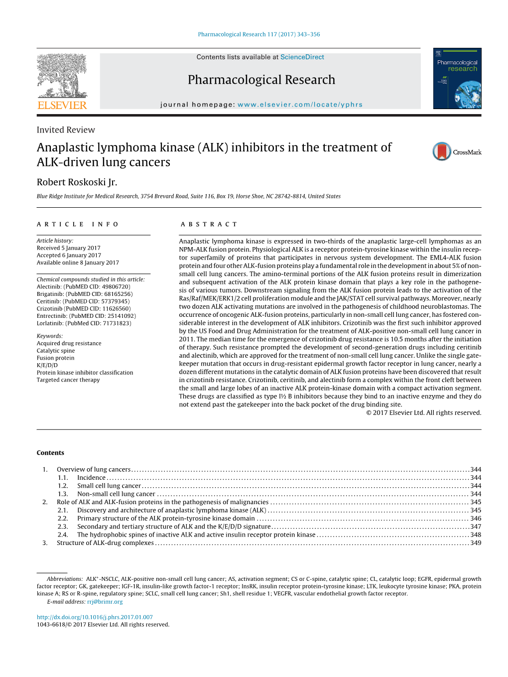 ALK) Inhibitors in the Treatment Of