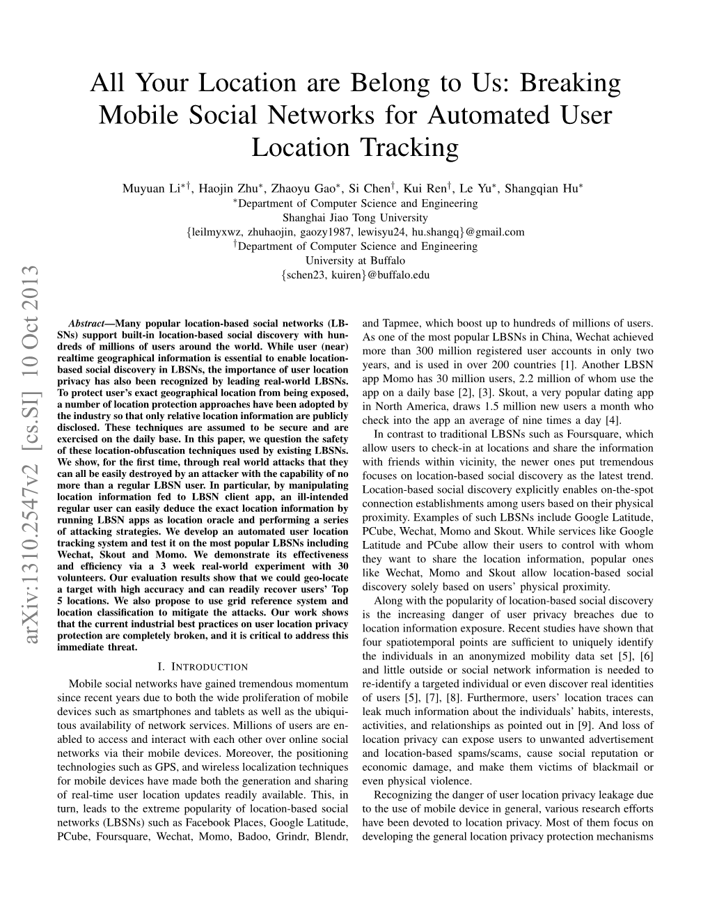 Breaking Mobile Social Networks for Automated User Location Tracking