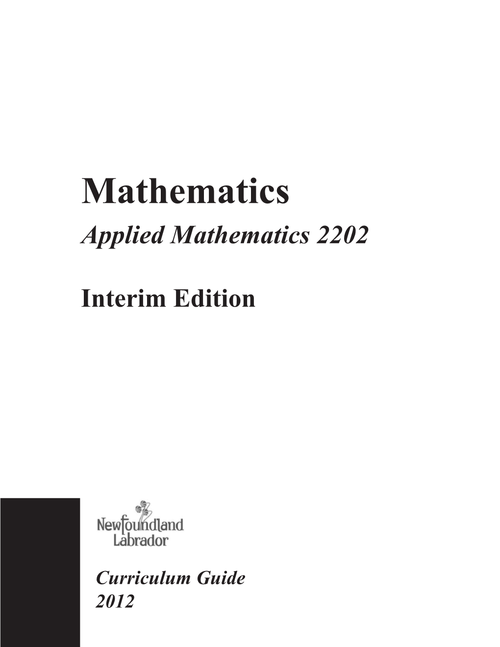 Mathematics 2202 Curriculum Guideopens in New Window