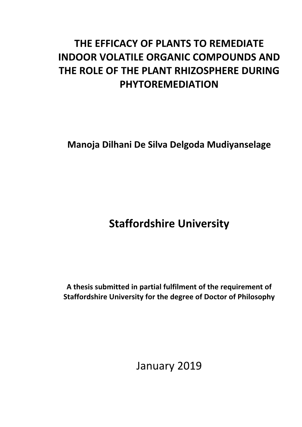 The Efficacy of Plants to Remediate Indoor Volatile Organic Compounds and the Role of the Plant Rhizosphere During Phytoremediation