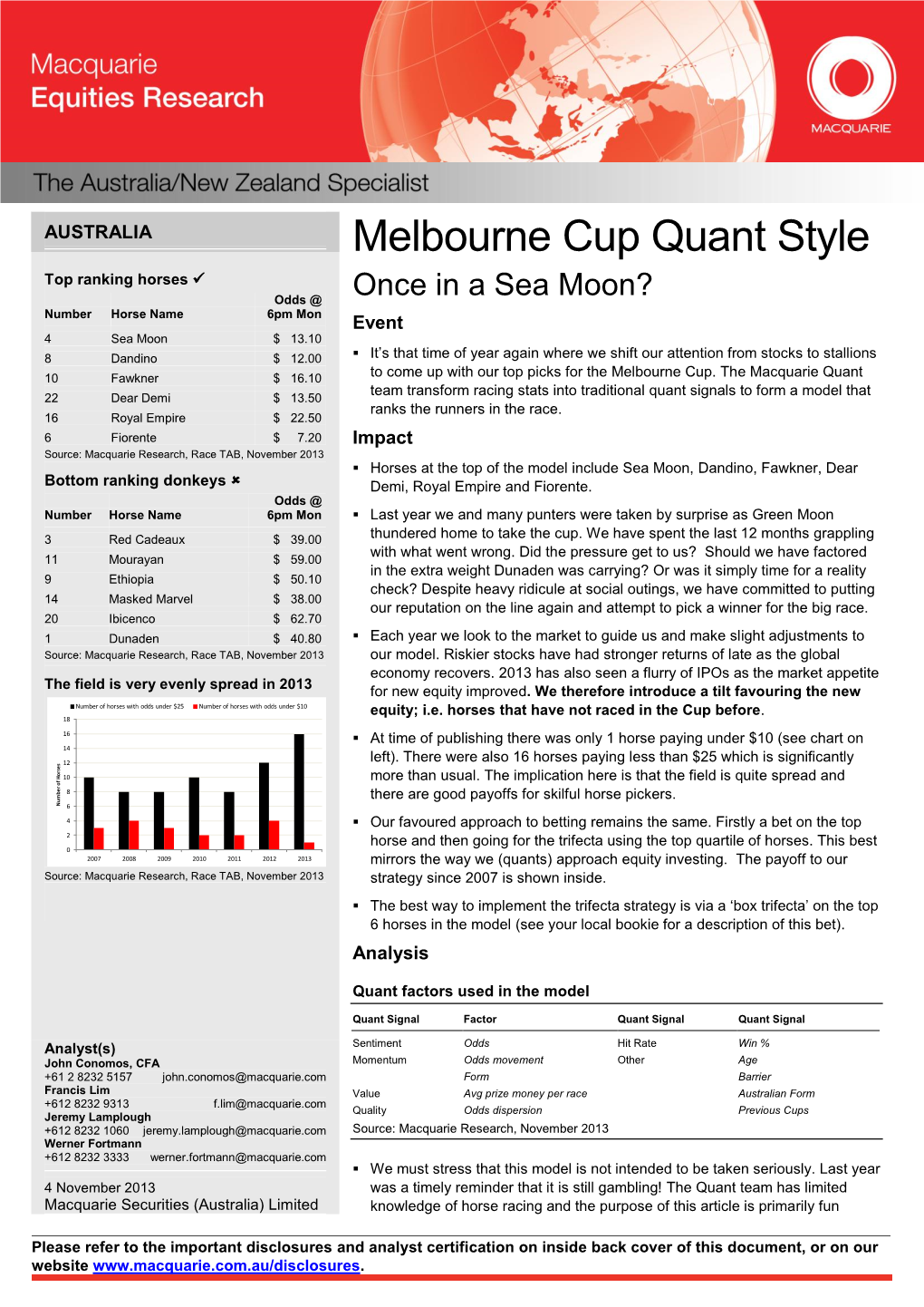 Melbourne Cup Quant Style