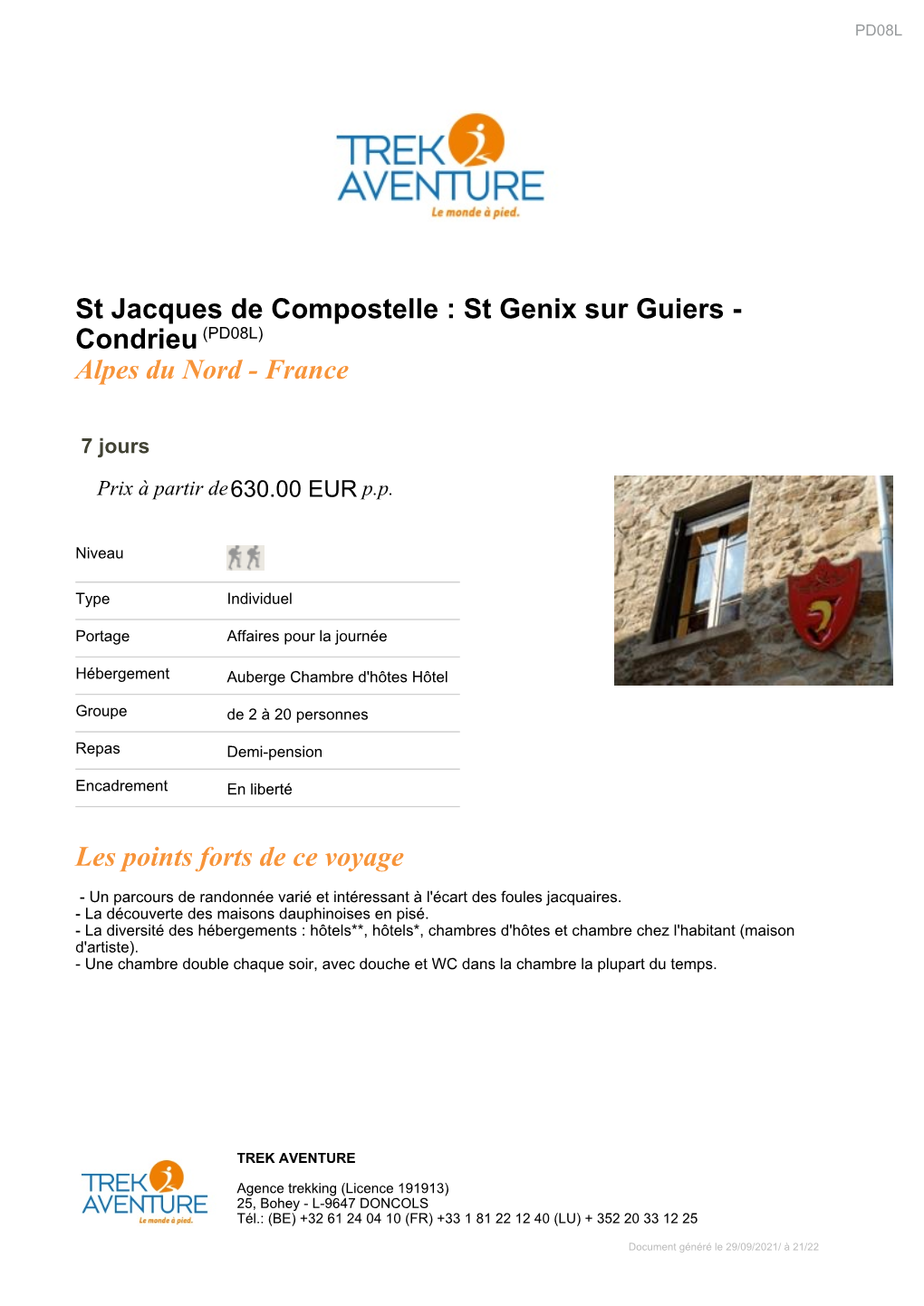 St Jacques De Compostelle : St Genix Sur Guiers - Condrieu (PD08L) Alpes Du Nord - France