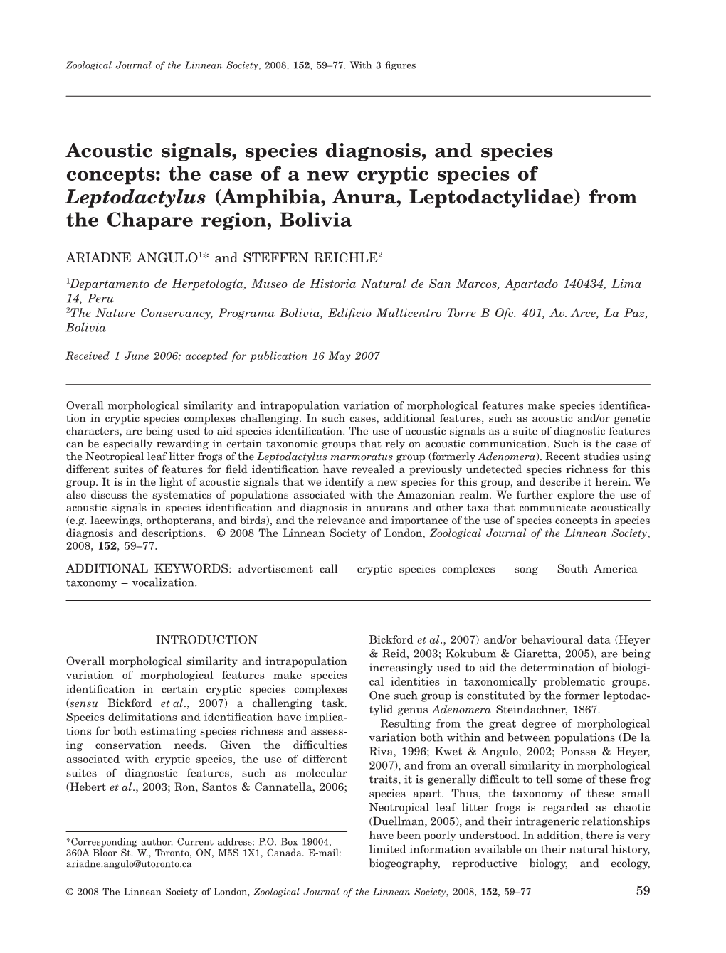 The Case of a New Cryptic Species of Leptodactylus (Amphibia, Anura, Leptodactylidae) from the Chapare Region, Bolivia