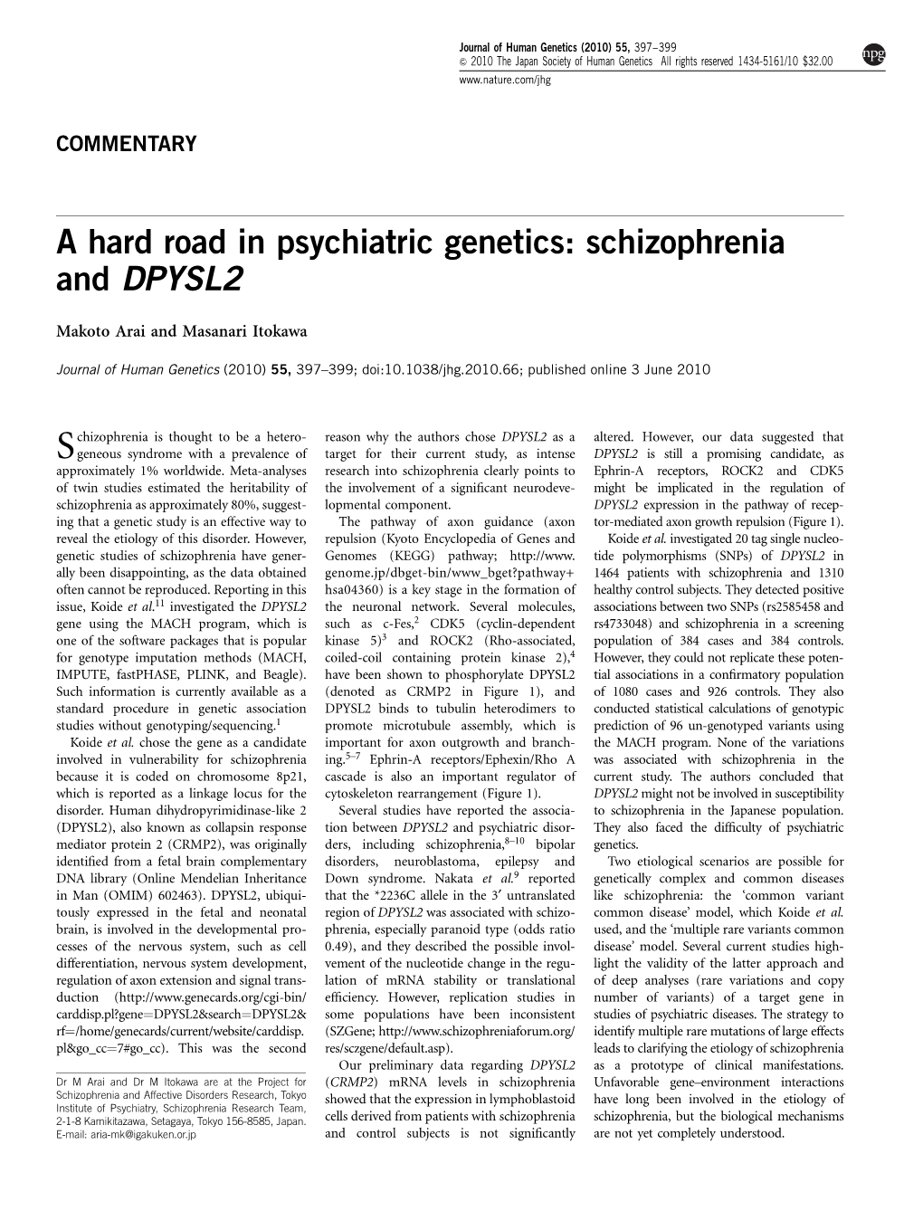 Schizophrenia and DPYSL2