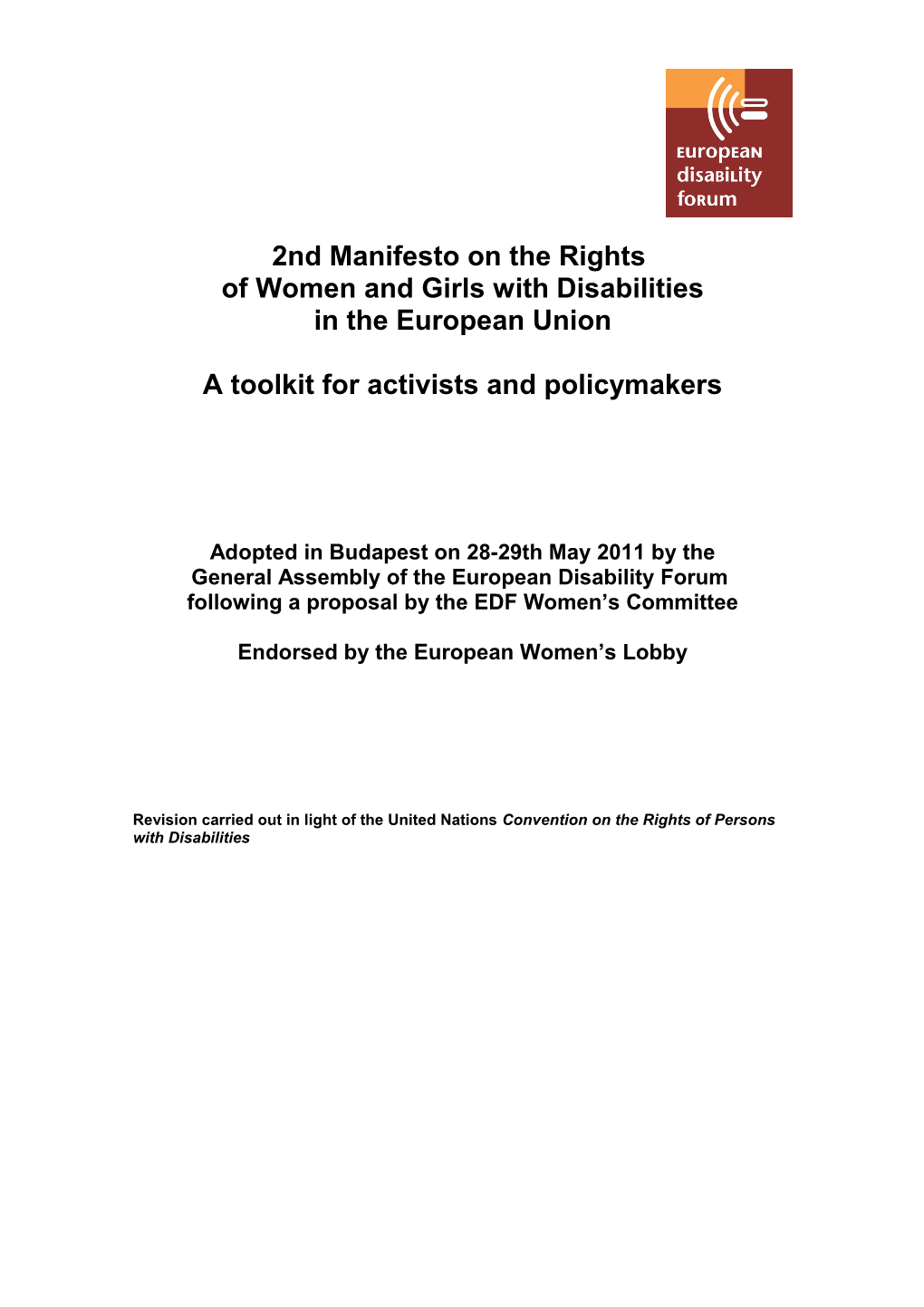 Manifesto on the Rights of Women and Girls with Disabilities in the EU