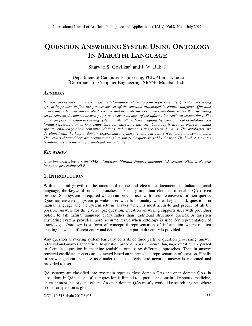 Question Answering System Using Ontology in Marathi Language