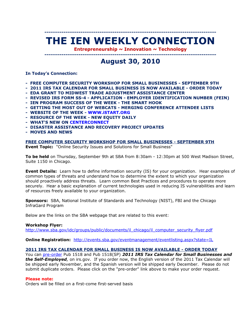 The Ien Weekly Connection