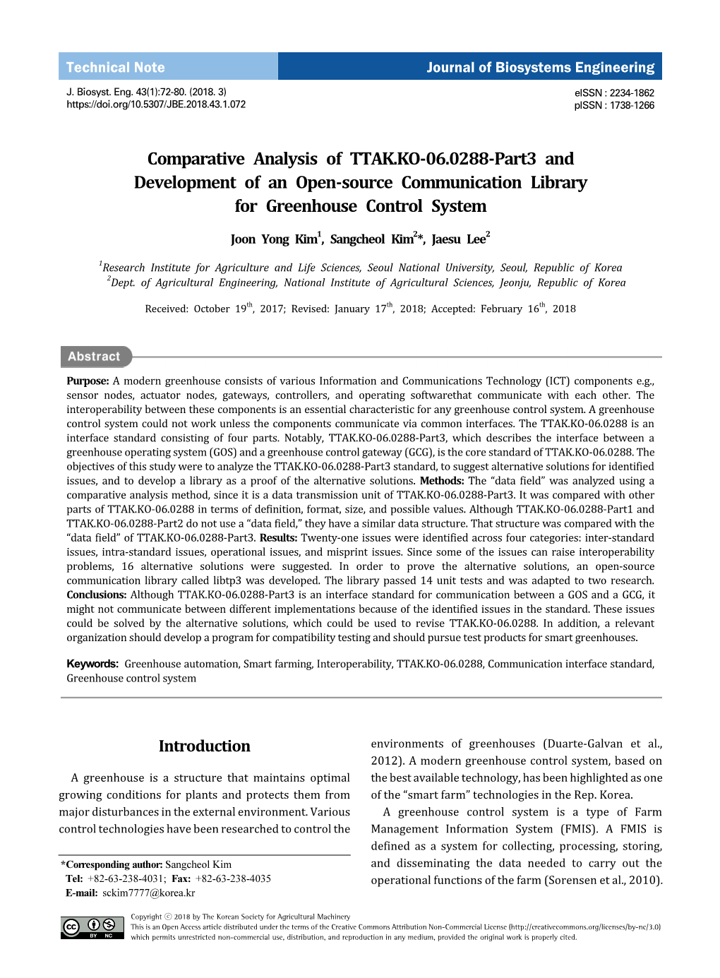 Comparative Analysis of TTAK.KO-06.0288-Part3 and Development of an Open-Source Communication Library for Greenhouse Control System