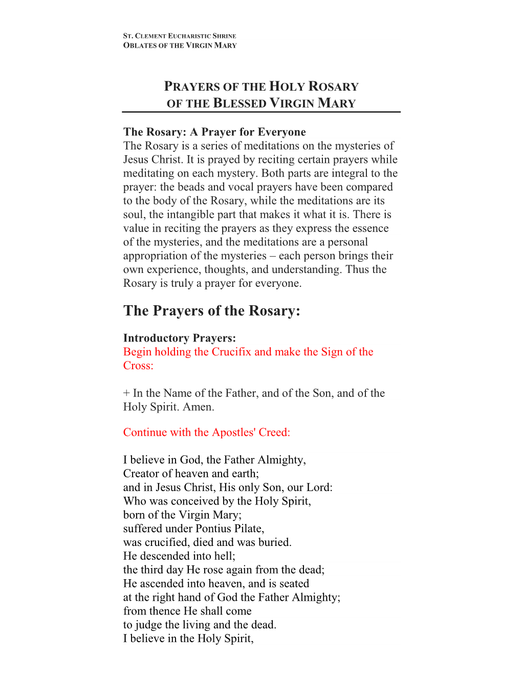 The Prayers of the Rosary