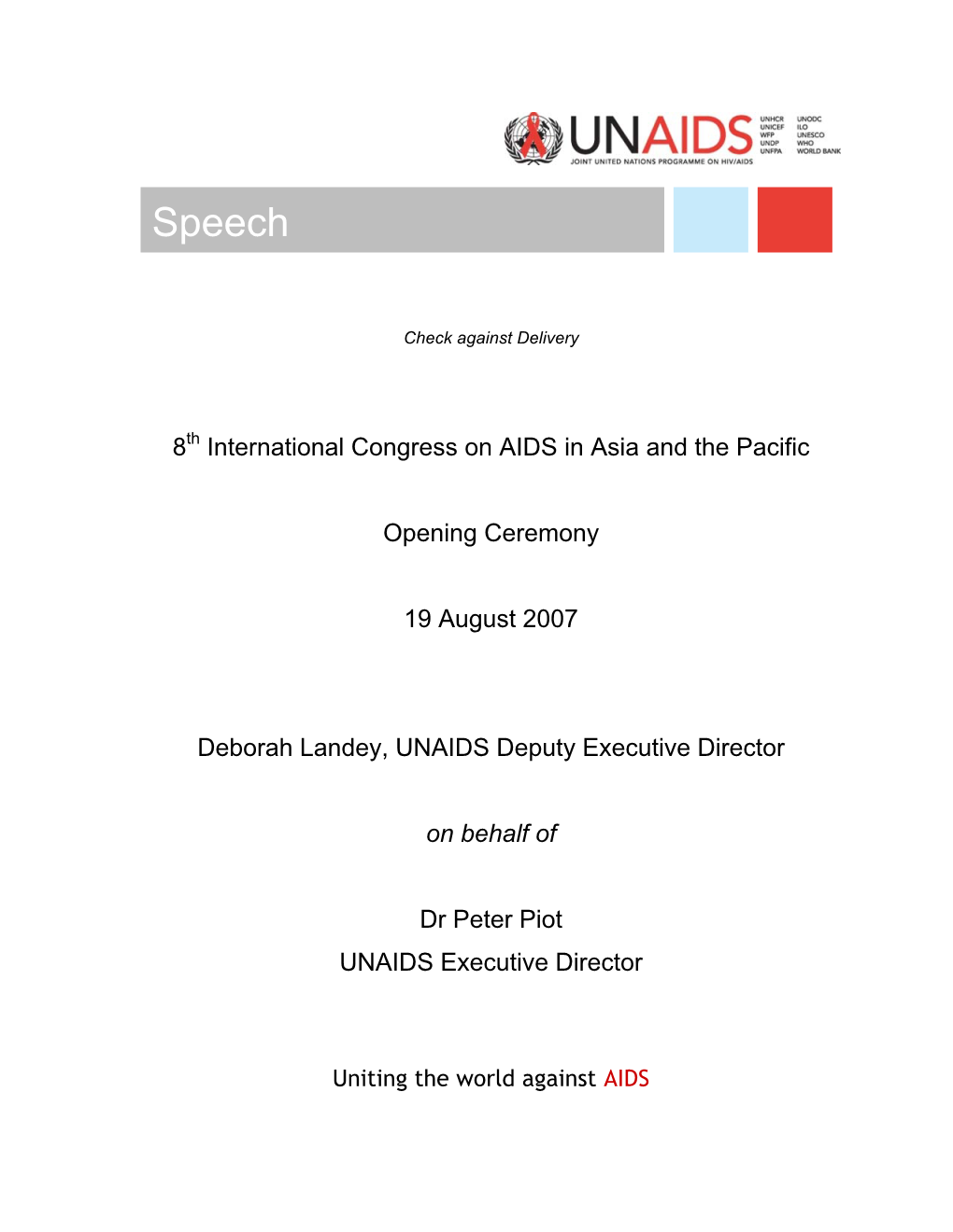 8Th International Congress on AIDS in Asia and the Pacific