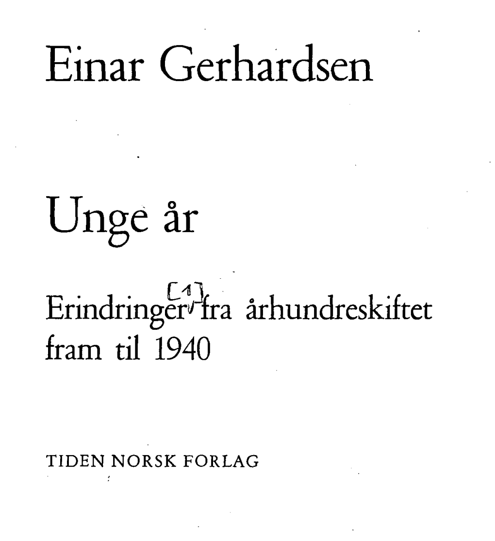 Einar Gerhardsen Unge År