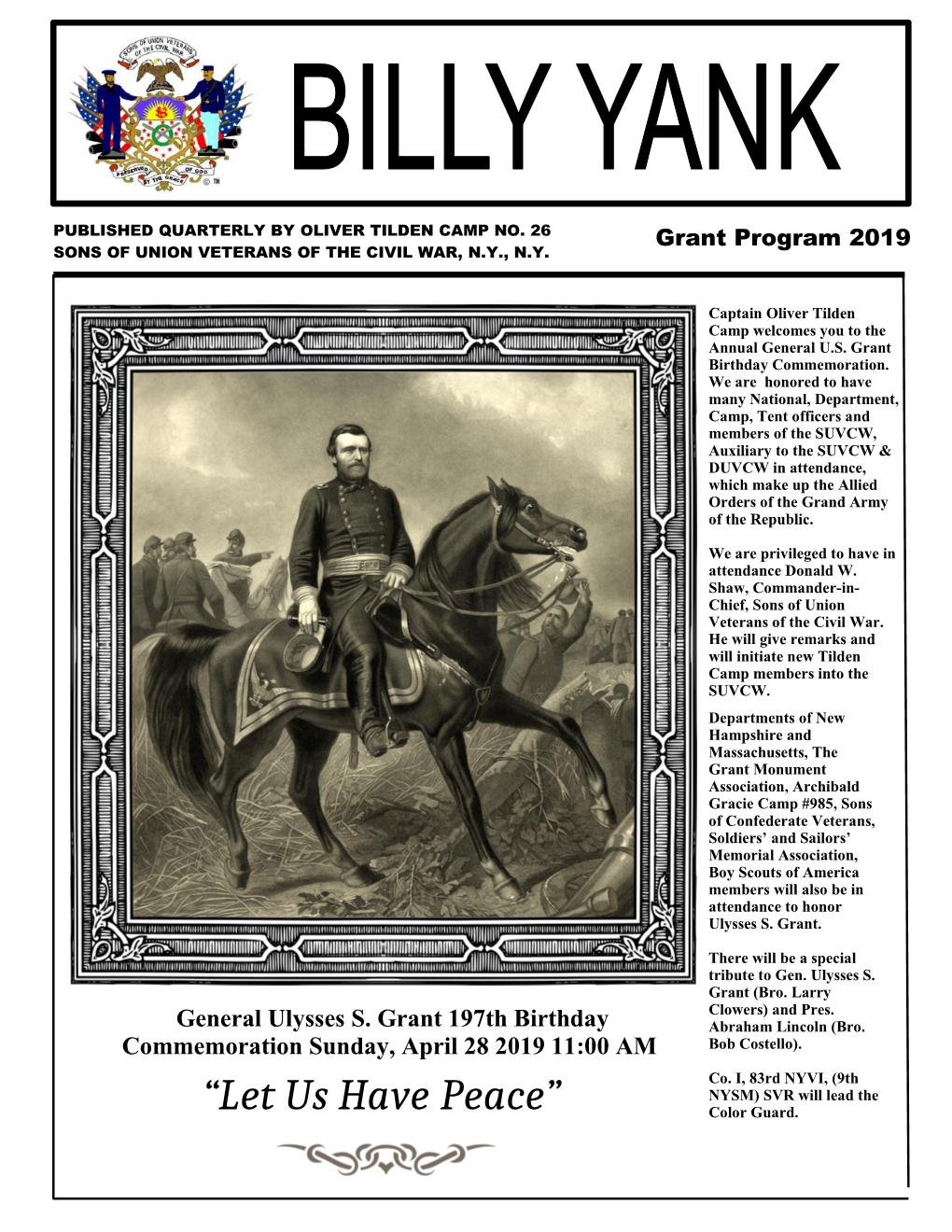 "Billy Yank" Grant Memorial Program 2019