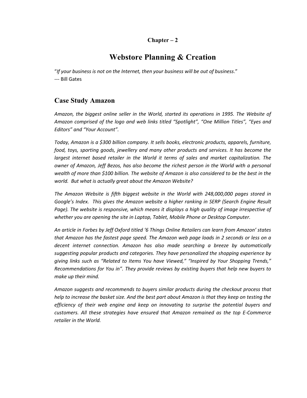 Webstore Planning & Creation