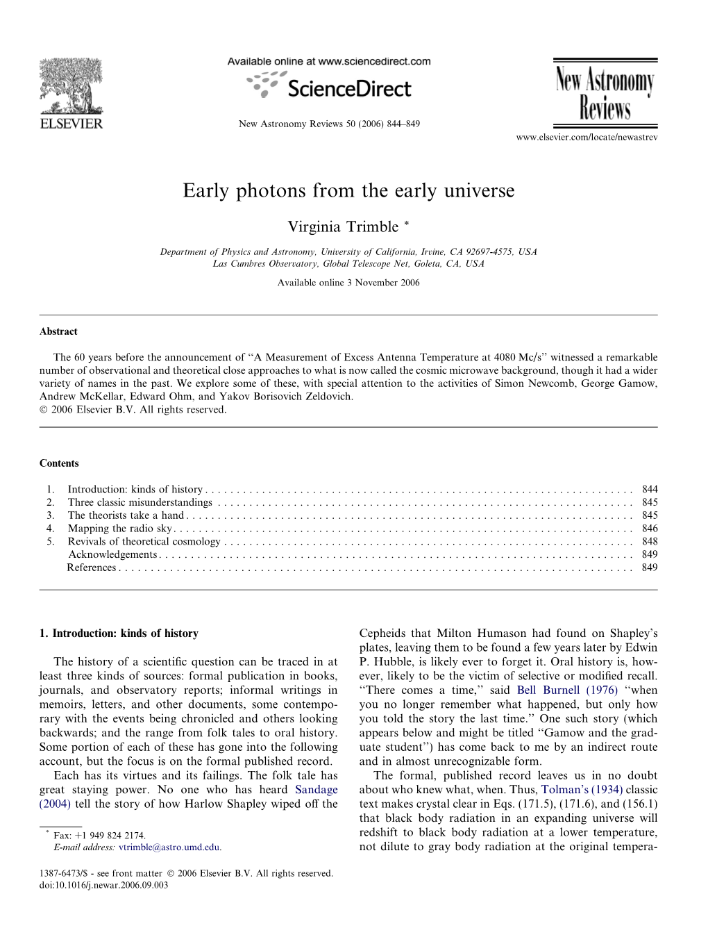 Early Photons from the Early Universe