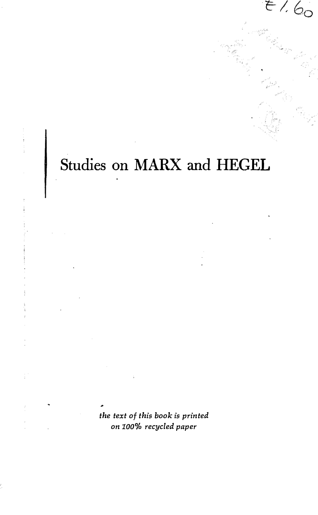 Studies on MARX and HEGEL