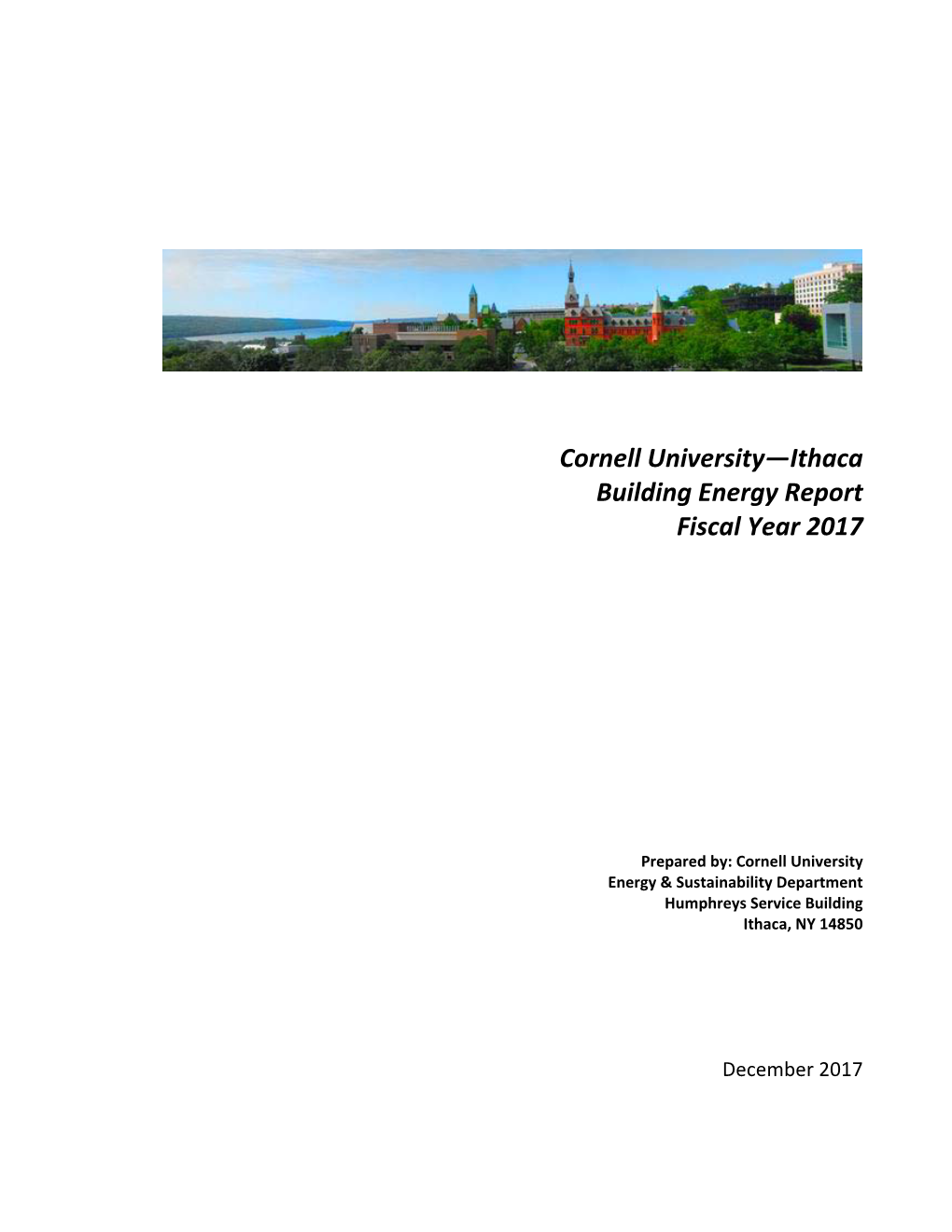 Cornell University—Ithaca Building Energy Report Fiscal Year 2017