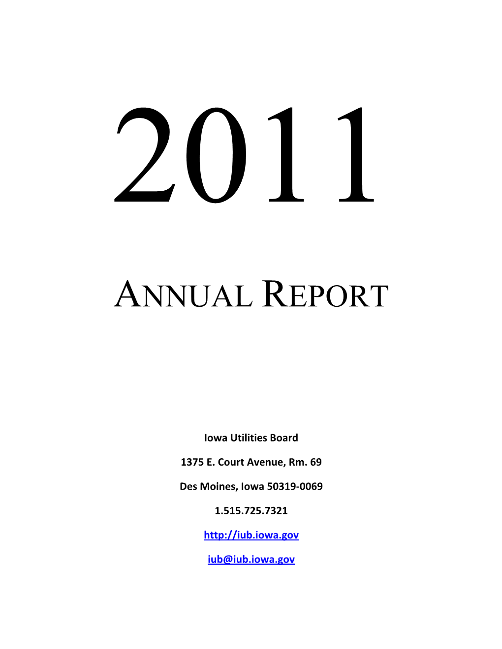 Calendar Year 2011 Annual Report of the Iowa Utilities Board