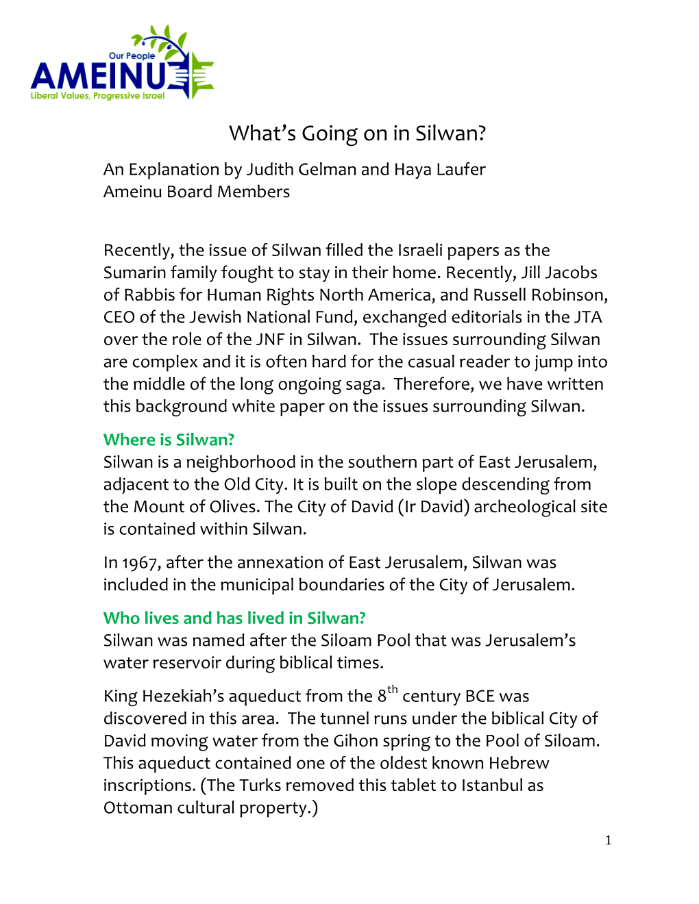 What's Going on in Silwan?