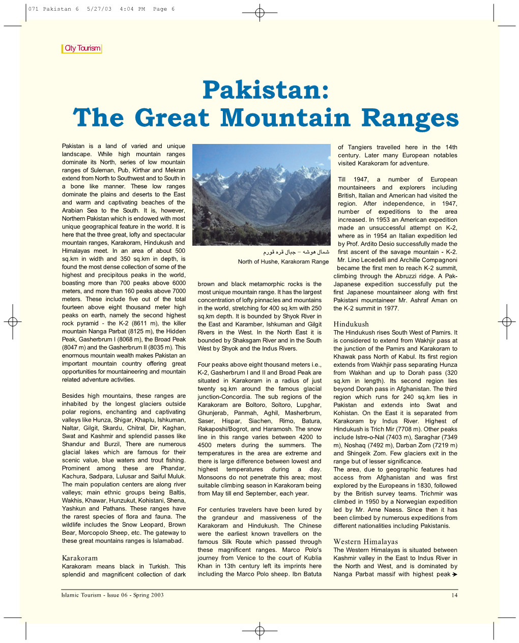 Pakistan: the Great Mountain Ranges