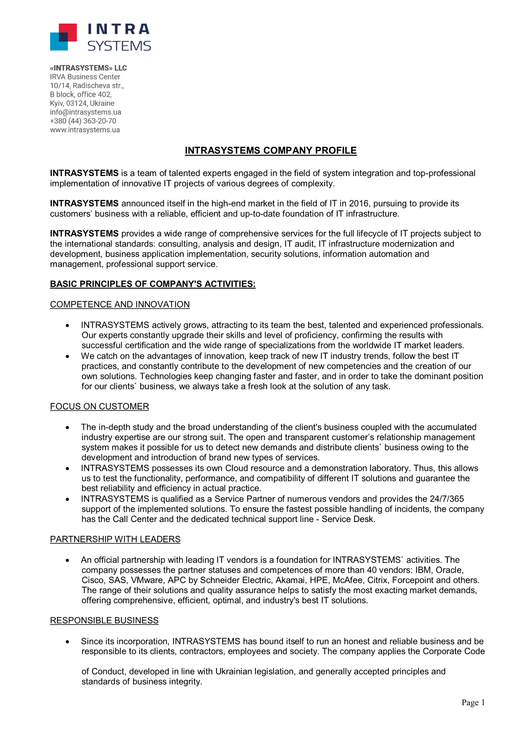 Intrasystems Company Profile