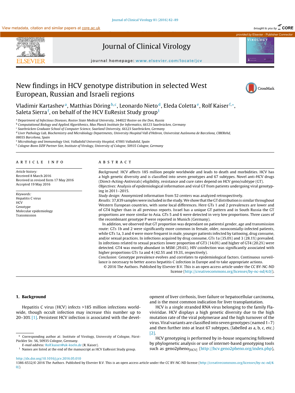 New Findings in HCV Genotype Distribution in Selected