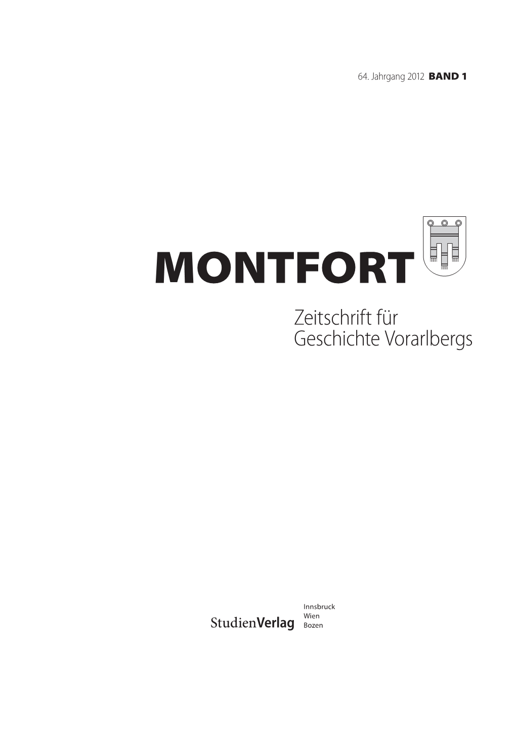MONTFORT Zeitschrift Für Geschichte Vorarlbergs