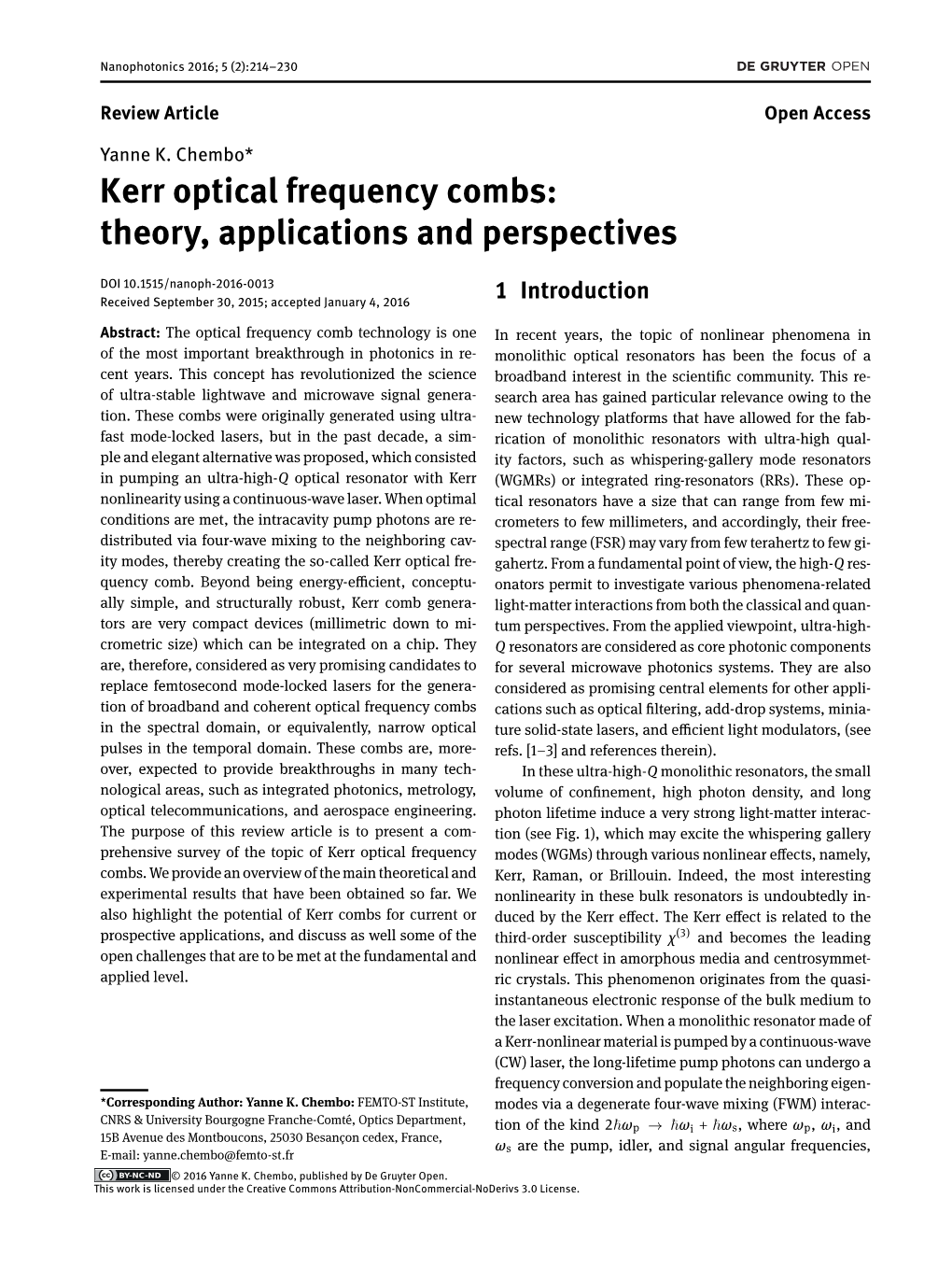 Kerr Optical Frequency Combs: Theory, Applications and Perspectives