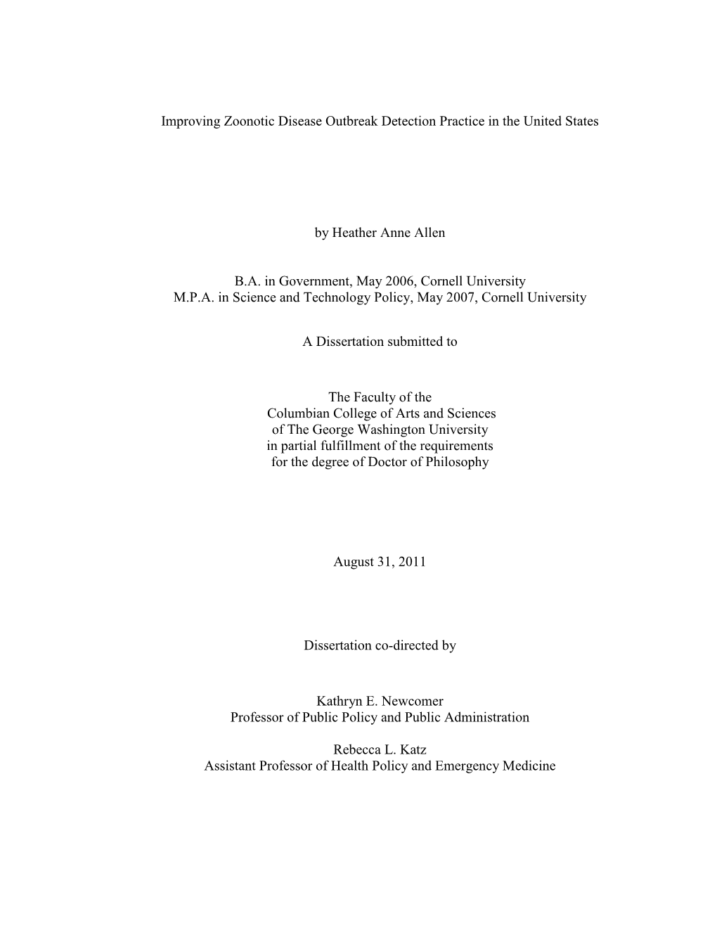 Improving Zoonotic Disease Outbreak Detection Practice in the United States