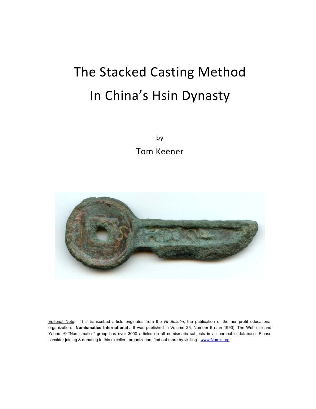 The Stacked Casting Method in China's Hsin Dynasty