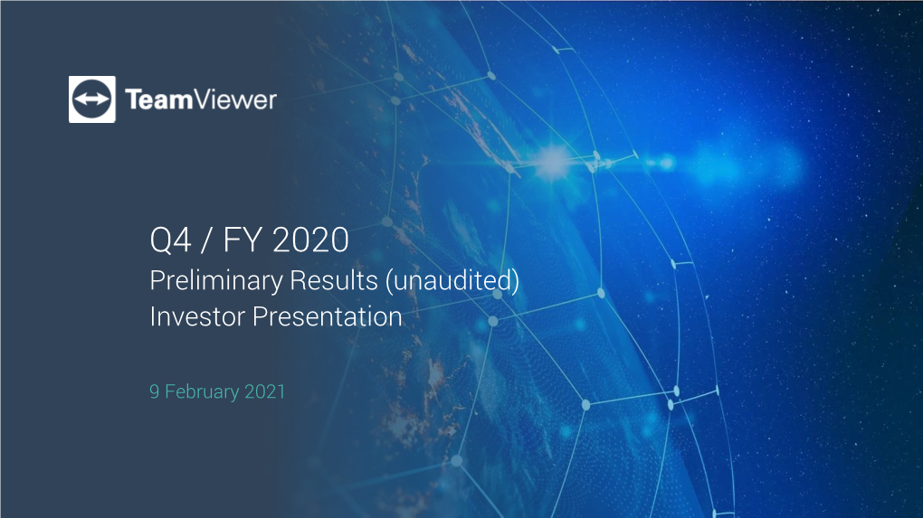 Teamviewer Q3 2020 Investor Presentation