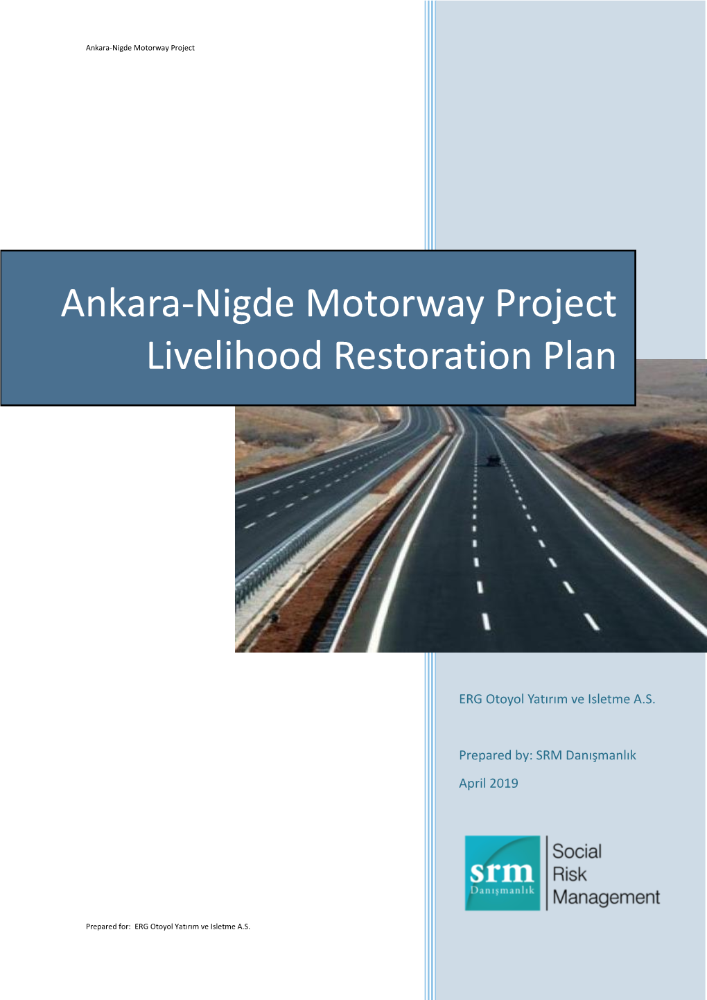 Ankara-Nigde Motorway Project Livelihood Restoration Plan