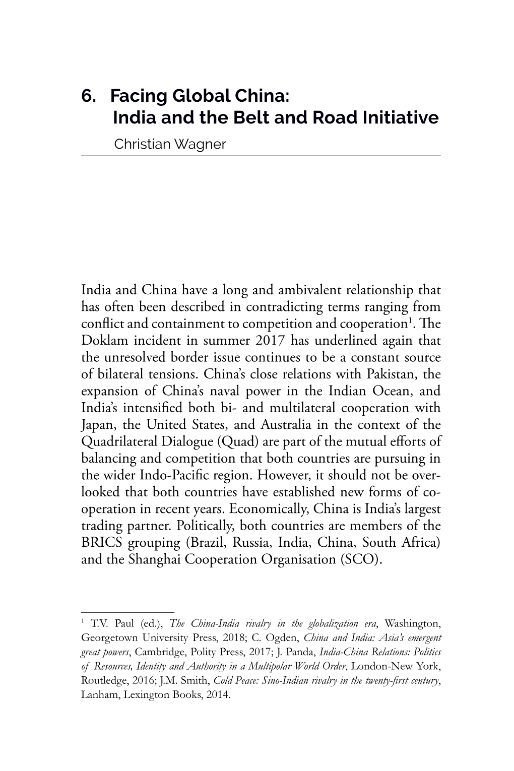 India and the Belt and Road Initiative Christian Wagner