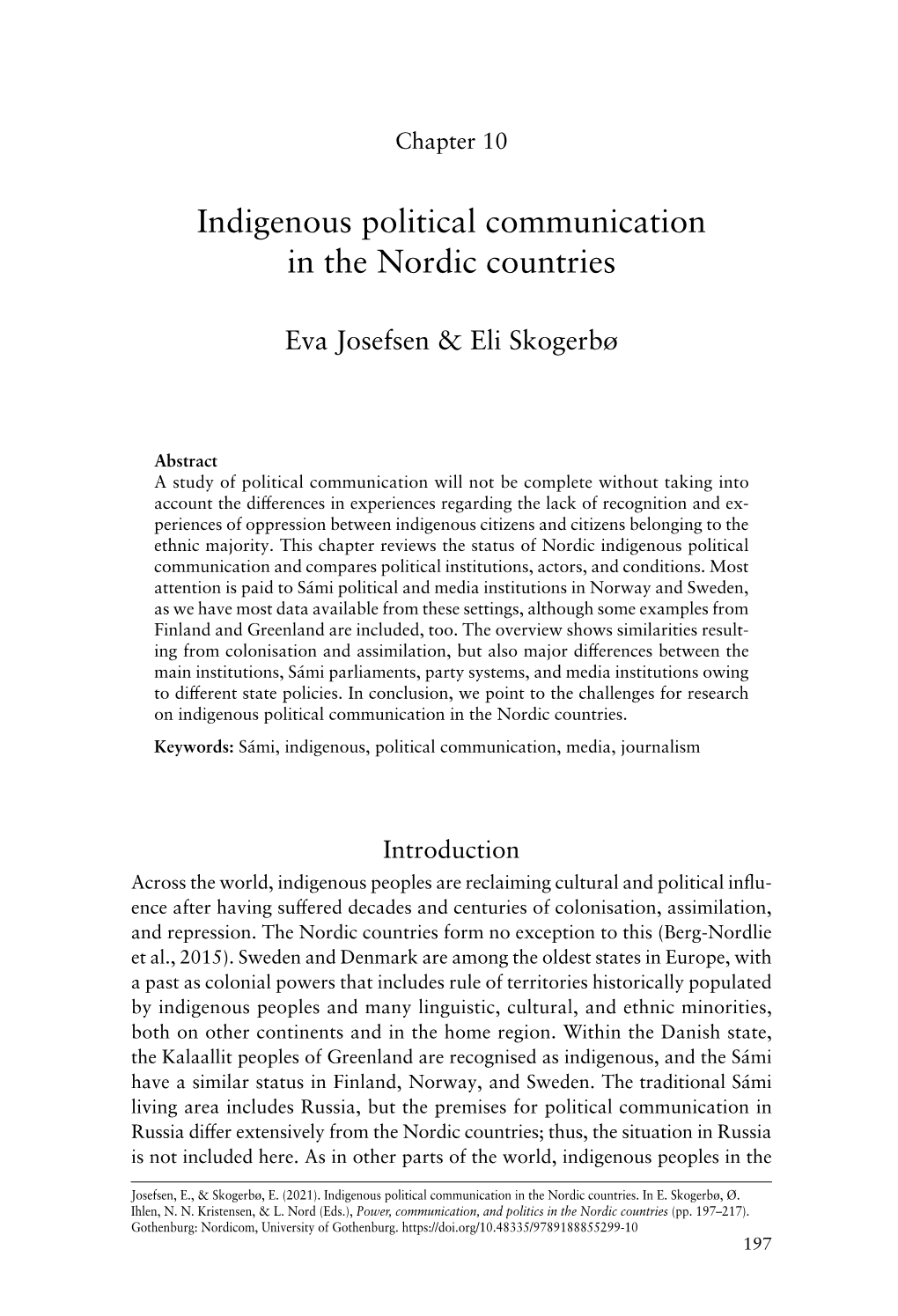 Indigenous Political Communication in the Nordic Countries