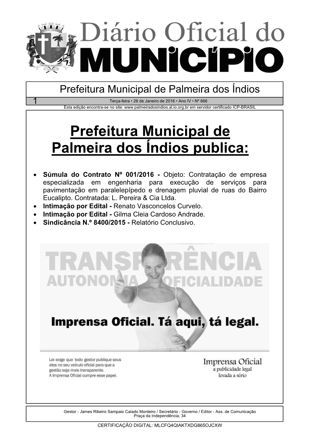 Prefeitura Municipal De Palmeira Dos Índios Publica