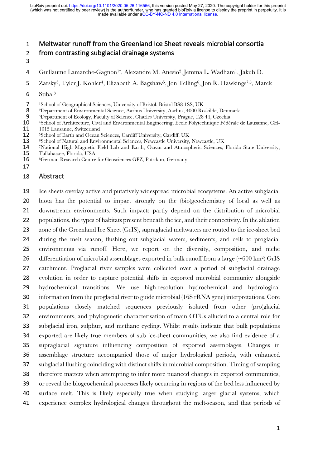 Meltwater Runoff from the Greenland Ice Sheet Reveals Microbial Consortia from Contrasting Subglacial Drainage Systems