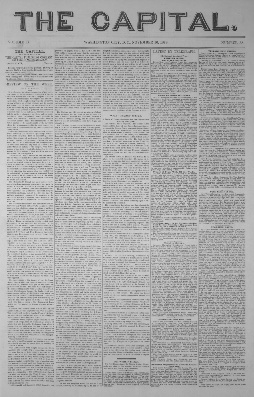 Volume Ix. Washington City, Dc, November 16,1879. Number