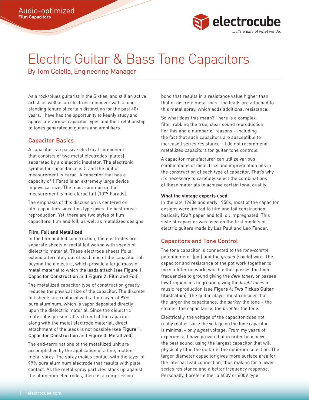 Electric Guitar & Bass Tone Capacitors