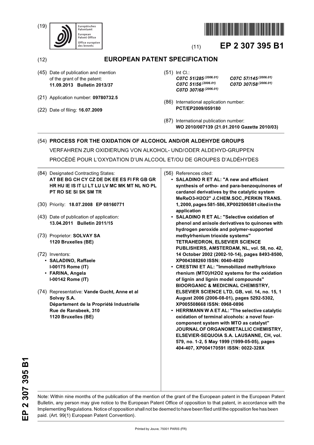 Process for the Oxidation of Alcohol And/Or Aldehyde