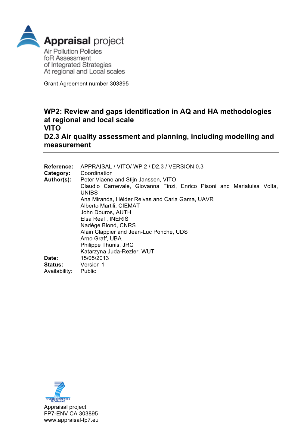 Air Quality Assessment and Planning, Including Modelling and Measurement